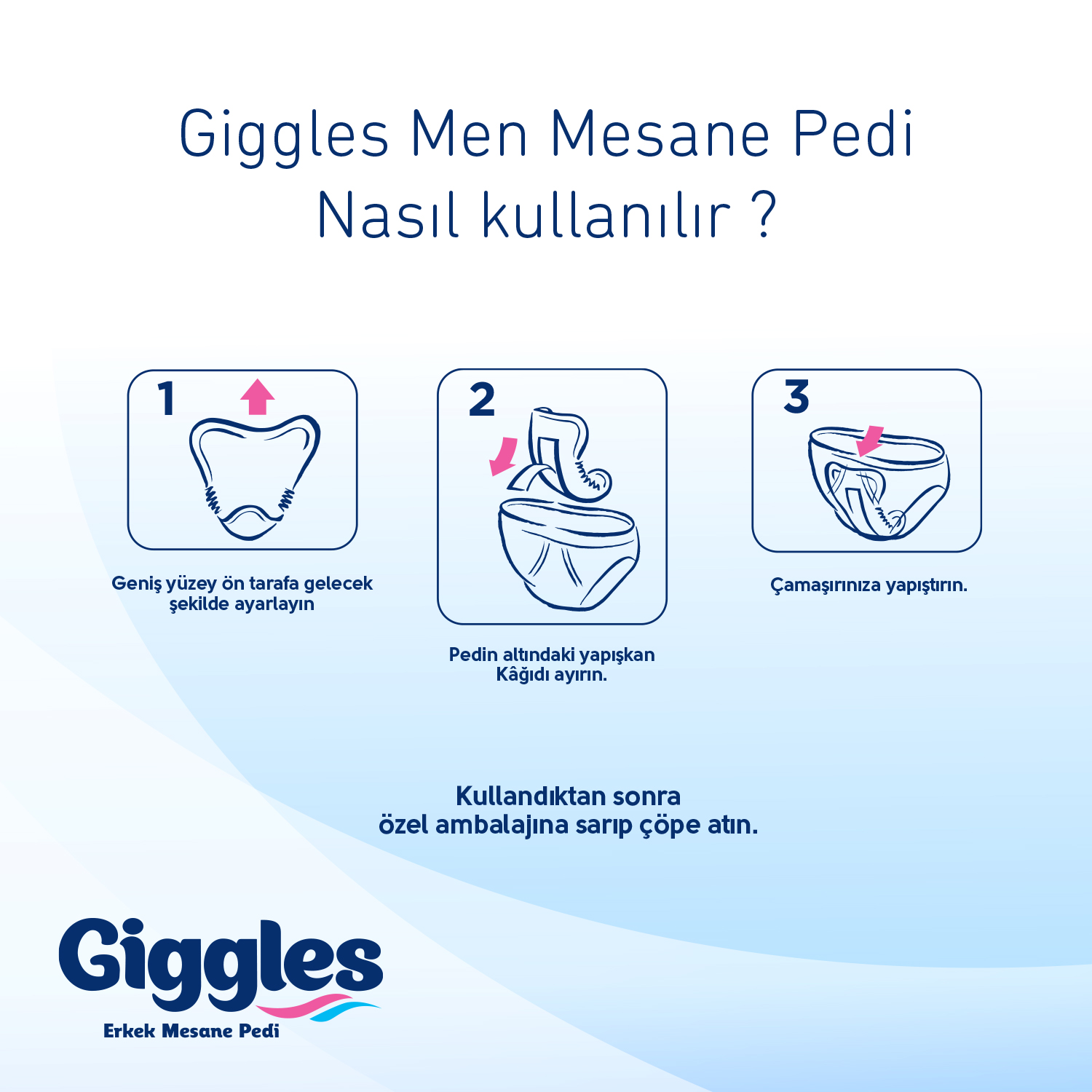Giggles Yetişkin Erkek Mesane Pedi - Large  Beden - 1 Paket 20 Adet